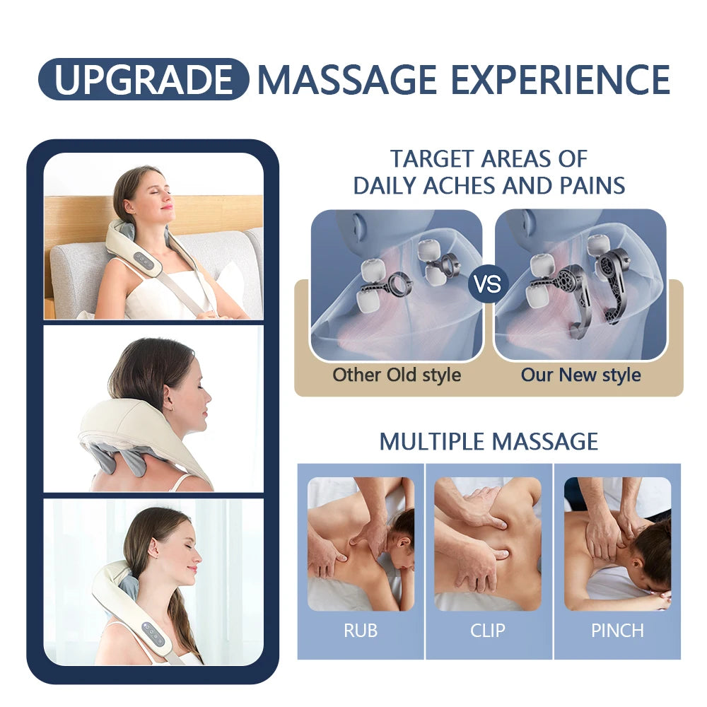 Foreverlily Wireless Neck and Back Massager – Deep Tissue Neck and Shoulder Kneading Massage Shawl for Cervical and Trapezius Relief