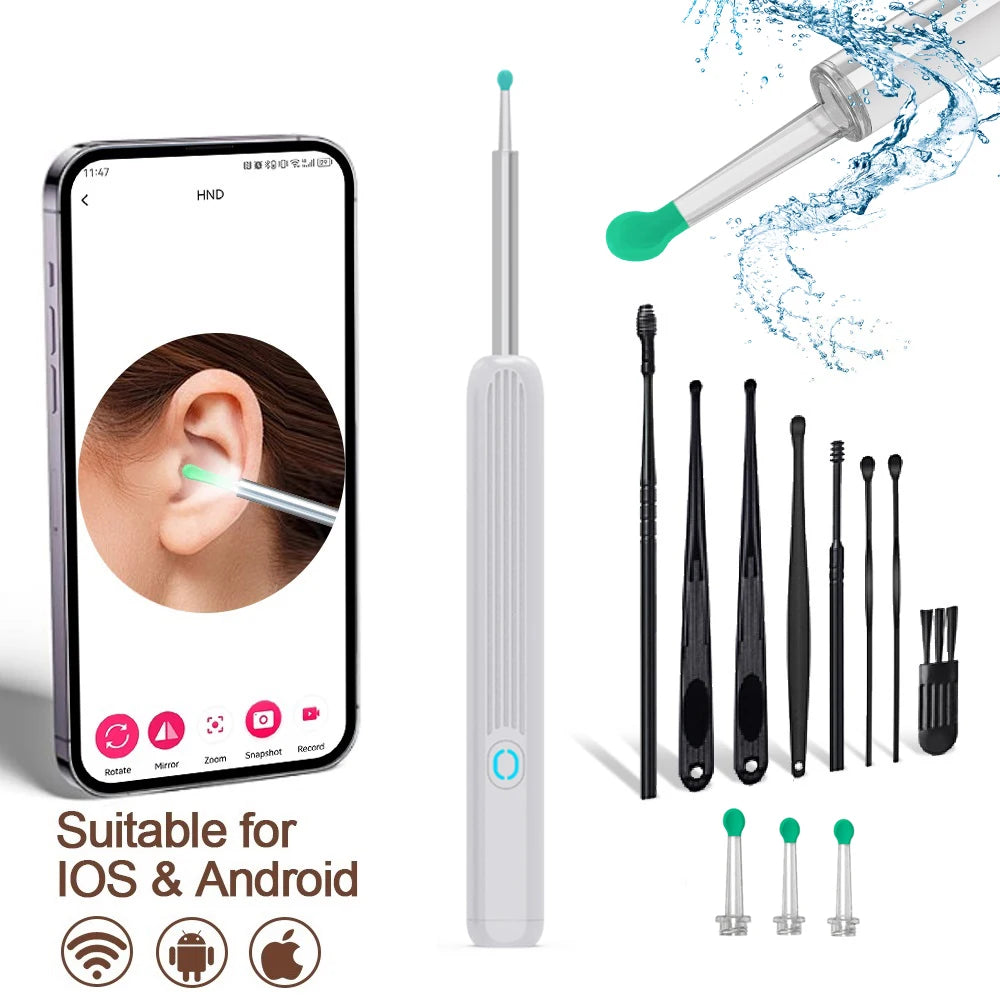 Smart Visual Ear Cleaner with HD Camera | Wireless Otoscope Ear Cleaning Stick USB-C Charging Earpick Tool Set