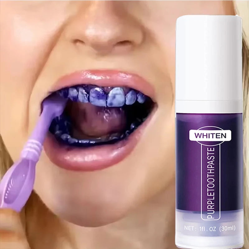 New 5D Teeth Whitening Toothpaste – V34 Purple Toothpaste Stick for Teeth Cleaning, Fresh Breath & Whitening Care