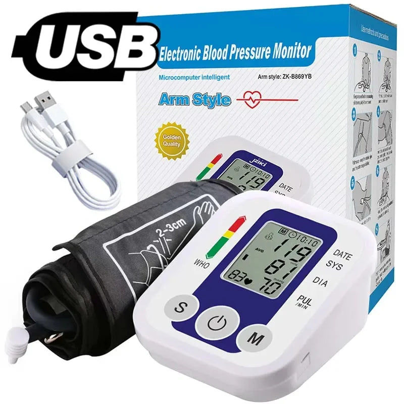 Portable Tonometer & Digital Tensiometer | Automatic Arm BP Monitor with Heart Rate Sensor