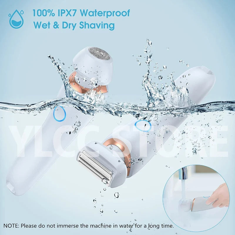 Electric Razor for Women 2-in-1 Bikini Trimmer Facial Shaver – IPX7 Waterproof Ladies Electric Shaver for Underarms, Legs & Body Hair Removal