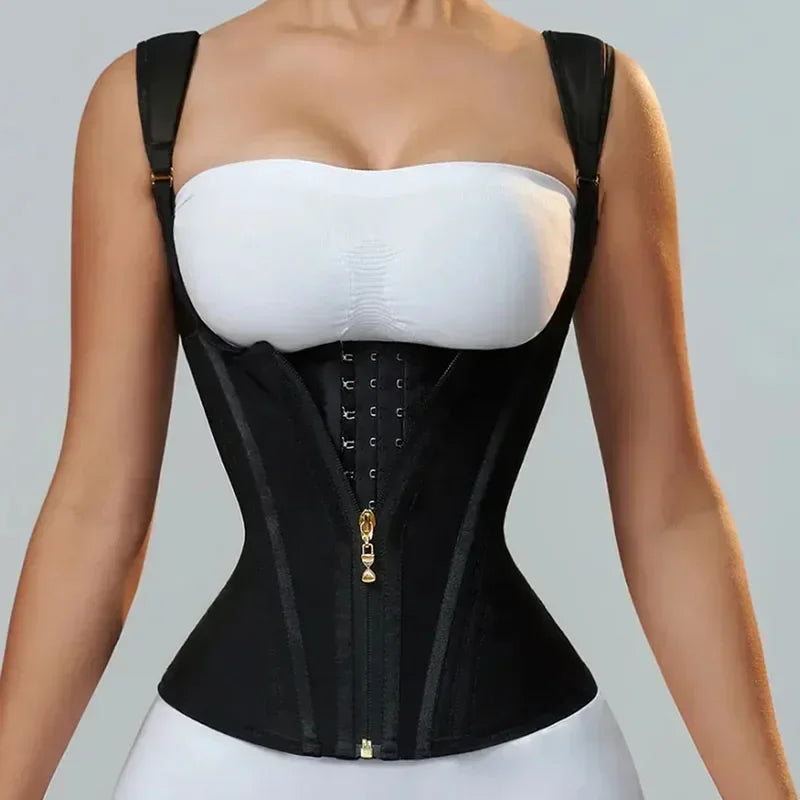 Fajas Colombianas Women's Shapewear Vest – Body Shaper for Women with Adjustable Waist Trainer Corset, Zipper & Hook-Eye Closure