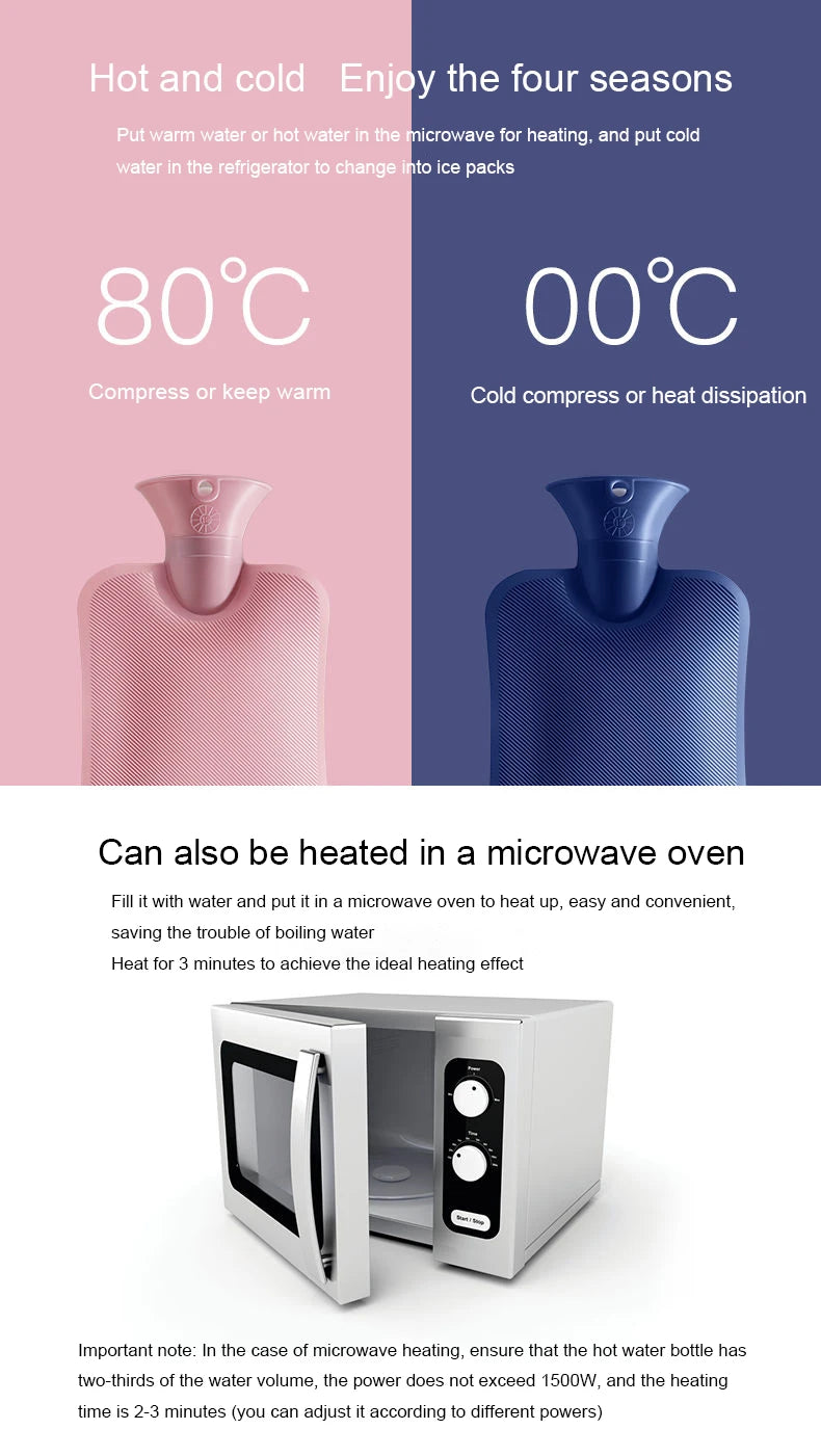 1000/2000ml PVC Hot Water Warmer Bag for Women – Hand, Belly & Feet Warmer Hot-Water Bottle Bag