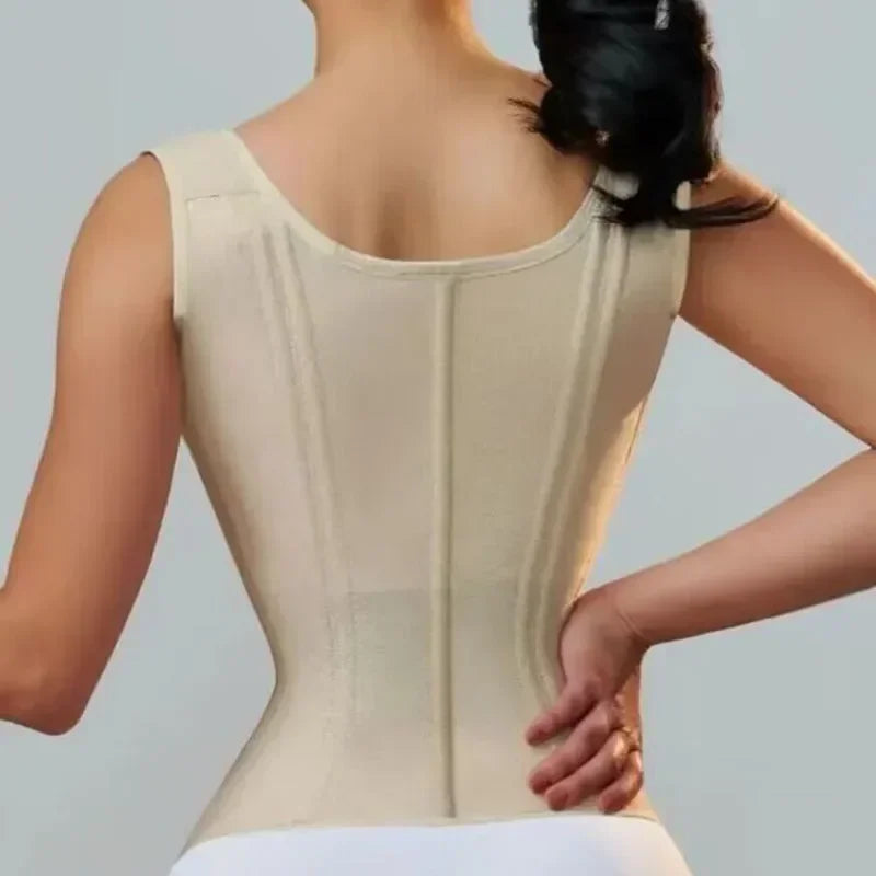 Fajas Colombianas Women's Shapewear Vest – Body Shaper for Women with Adjustable Waist Trainer Corset, Zipper & Hook-Eye Closure