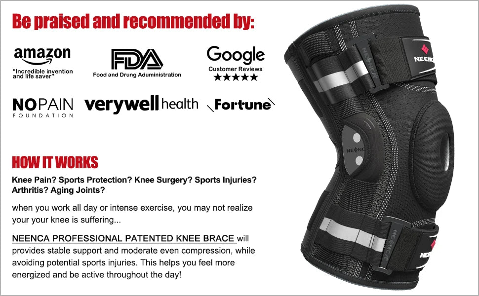 NEENCA Hinged Knee Brace for Knee Pain Knee Support with Stabilizers for ACL, PCL, Arthritis & Meniscus Tear Relief