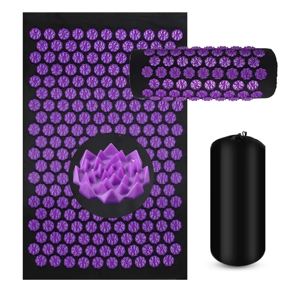Acupressure Yoga Mat with Spikes – Kuznetsov Applicator Cushion and Pillow Set for Massage, Foot Relief, and Pilates Fitness