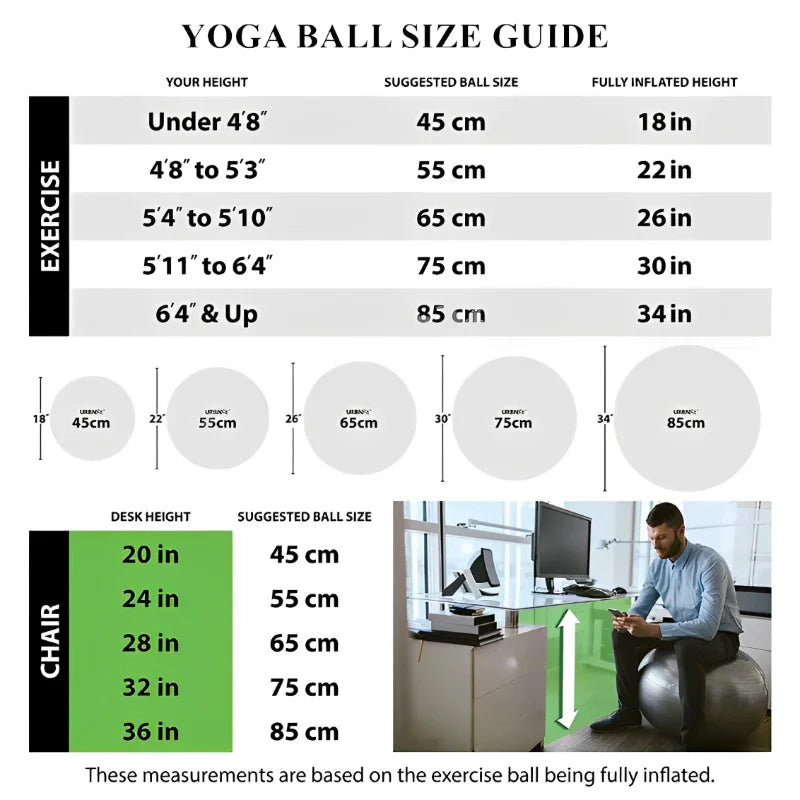 45CM–95CM Balance Exercise Ball – Gym Balls for Fitness, Yoga, Pilates & Home Workout | Thickened Anti-Burst PVC Equipment