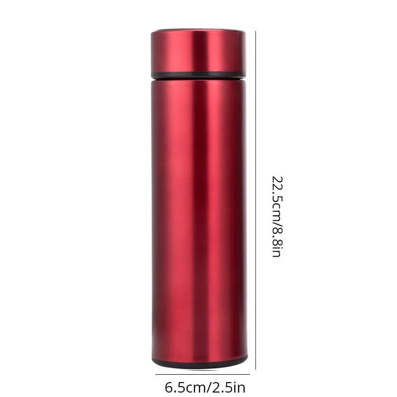 1pc 500ml Black Stainless Steel Smart Thermos Bottle – Temperature Display Water Bottle Portable Thermal Mug for Men & Women Business Gift