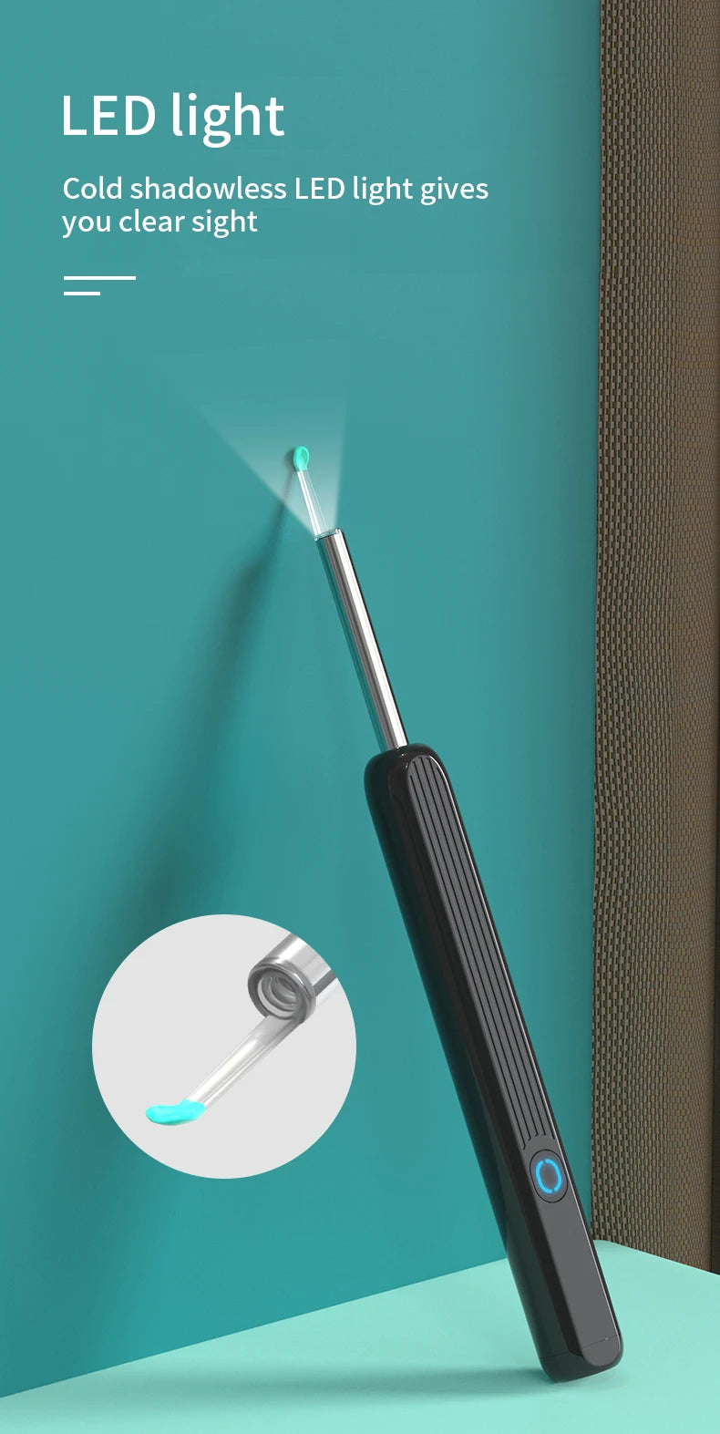 Smart Visual Ear Cleaner with HD Camera | Wireless Otoscope Ear Cleaning Stick USB-C Charging Earpick Tool Set