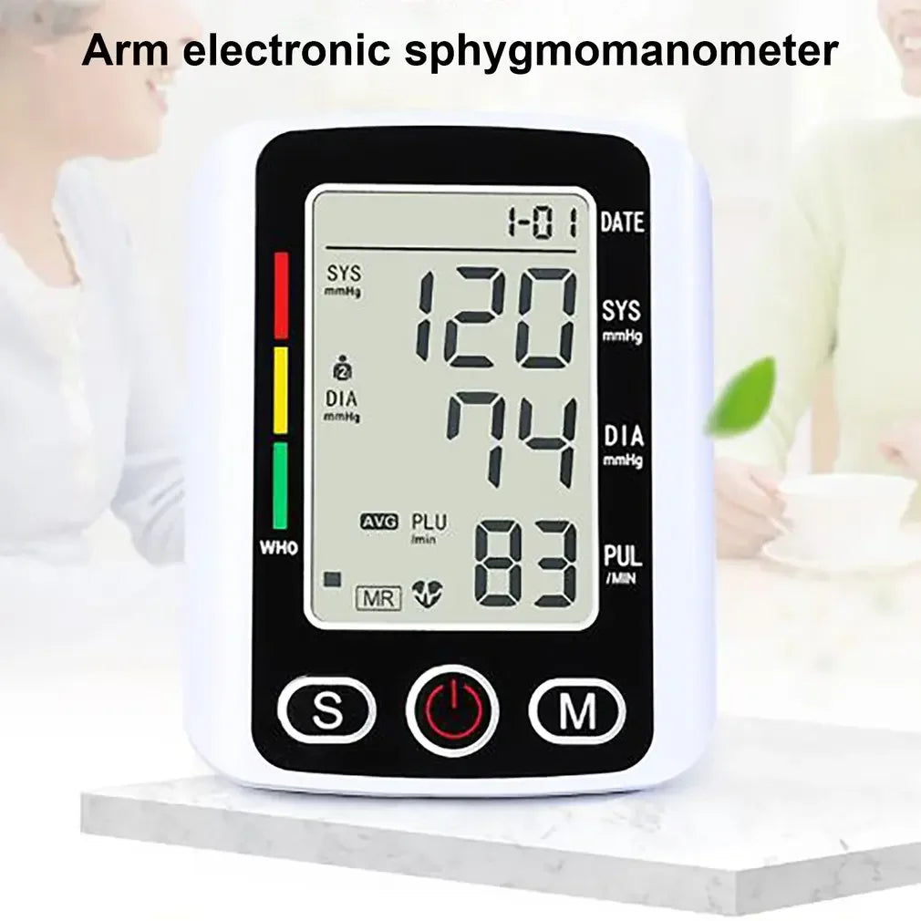 Portable Tonometer & Digital Tensiometer | Automatic Arm BP Monitor with Heart Rate Sensor