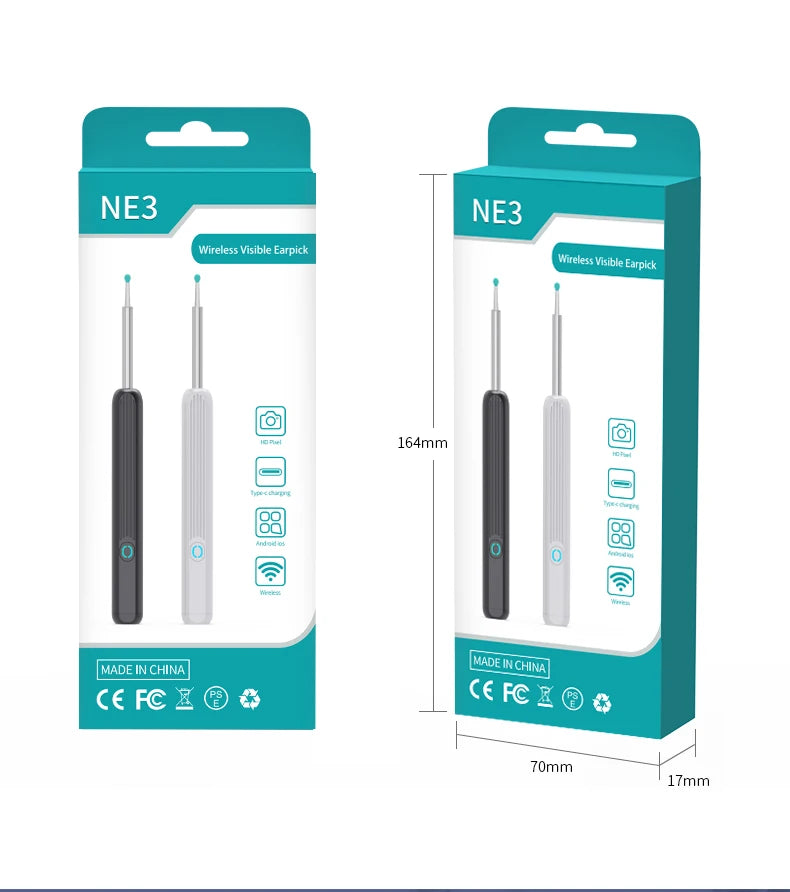 Smart Visual Ear Cleaner with HD Camera | Wireless Otoscope Ear Cleaning Stick USB-C Charging Earpick Tool Set
