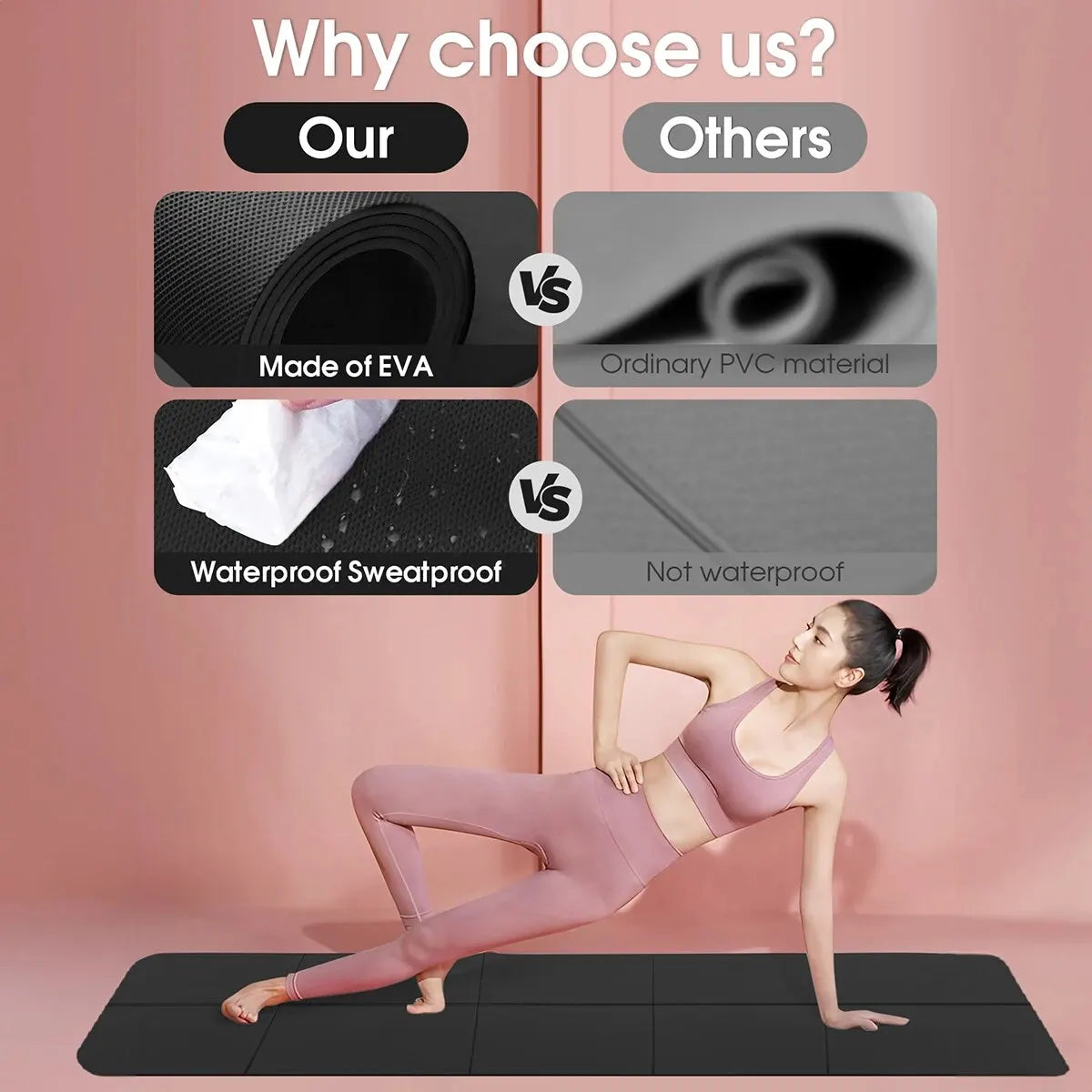 Anti-Slip Yoga Mat for Exercise, Pilates & Gymnastics – 4MM EVA Comfort Foam