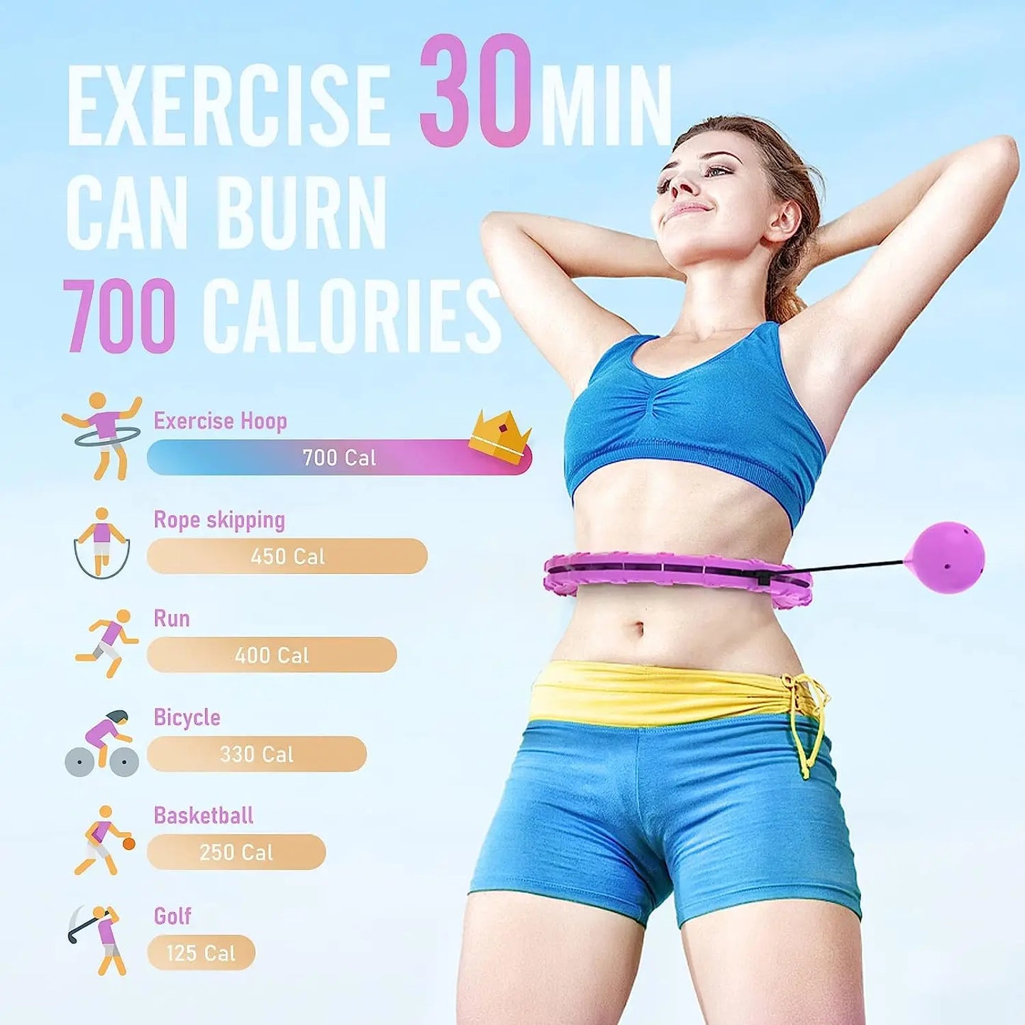 Smart Weighted Hula Hoop – Exercise Hoop for Adults with Adjustable Weight & Detachable Design, Home Fitness Equipment for Home
