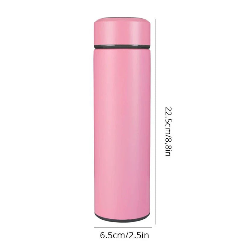 1pc 500ml Black Stainless Steel Smart Thermos Bottle – Temperature Display Water Bottle Portable Thermal Mug for Men & Women Business Gift