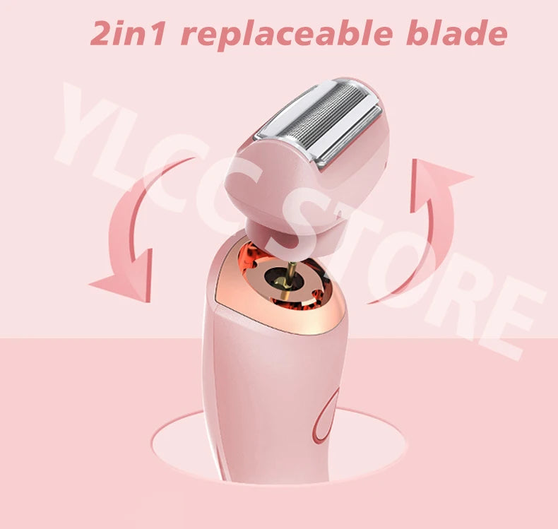 Electric Razor for Women 2-in-1 Bikini Trimmer Facial Shaver – IPX7 Waterproof Ladies Electric Shaver for Underarms, Legs & Body Hair Removal