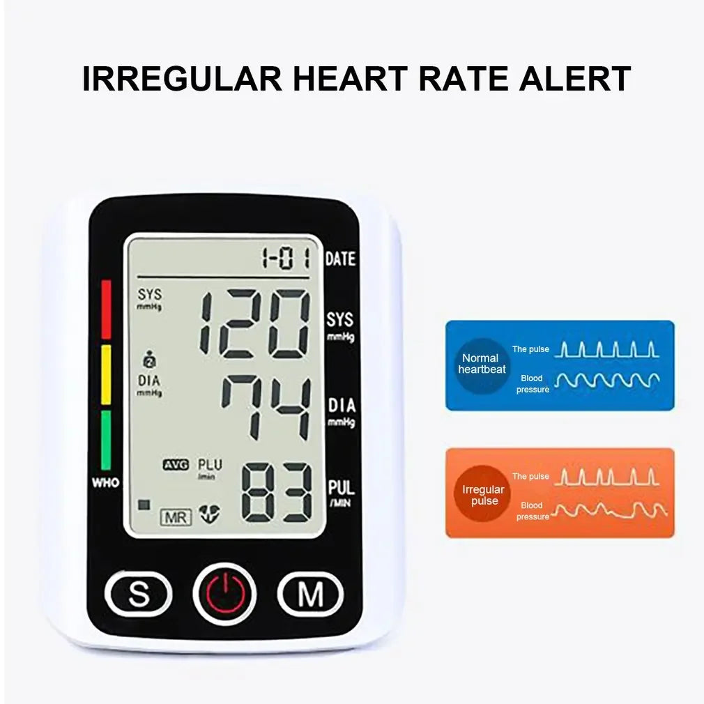 Portable Tonometer & Digital Tensiometer | Automatic Arm BP Monitor with Heart Rate Sensor