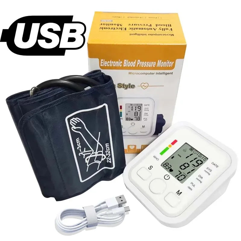 Portable Tonometer & Digital Tensiometer | Automatic Arm BP Monitor with Heart Rate Sensor