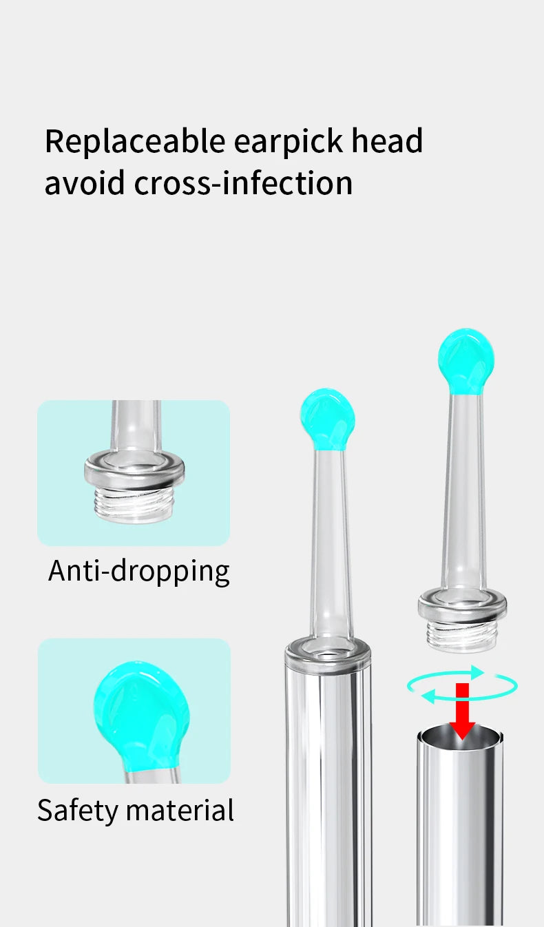 Smart Visual Ear Cleaner with HD Camera | Wireless Otoscope Ear Cleaning Stick USB-C Charging Earpick Tool Set