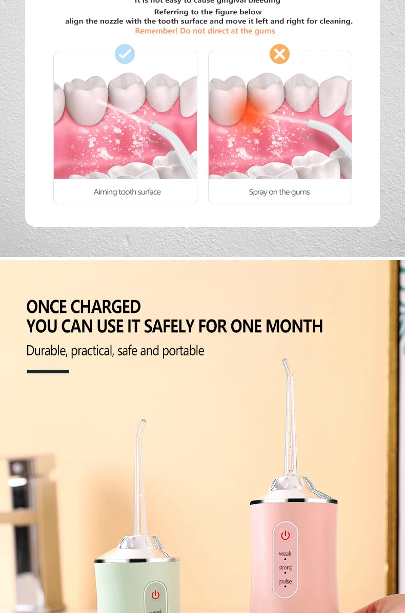 Portable Smart Oral Irrigator & Dental Water Flosser – 4 Jets, 3 Modes, Rechargeable Teeth Cleaner for Orthodontic Care