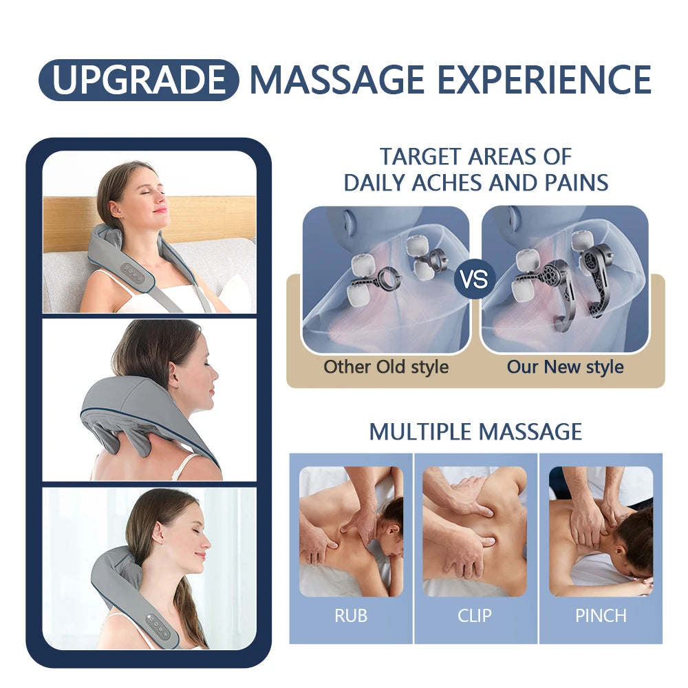 Foreverlily Wireless Neck and Back Massager – Deep Tissue Neck and Shoulder Kneading Massage Shawl for Cervical and Trapezius Relief