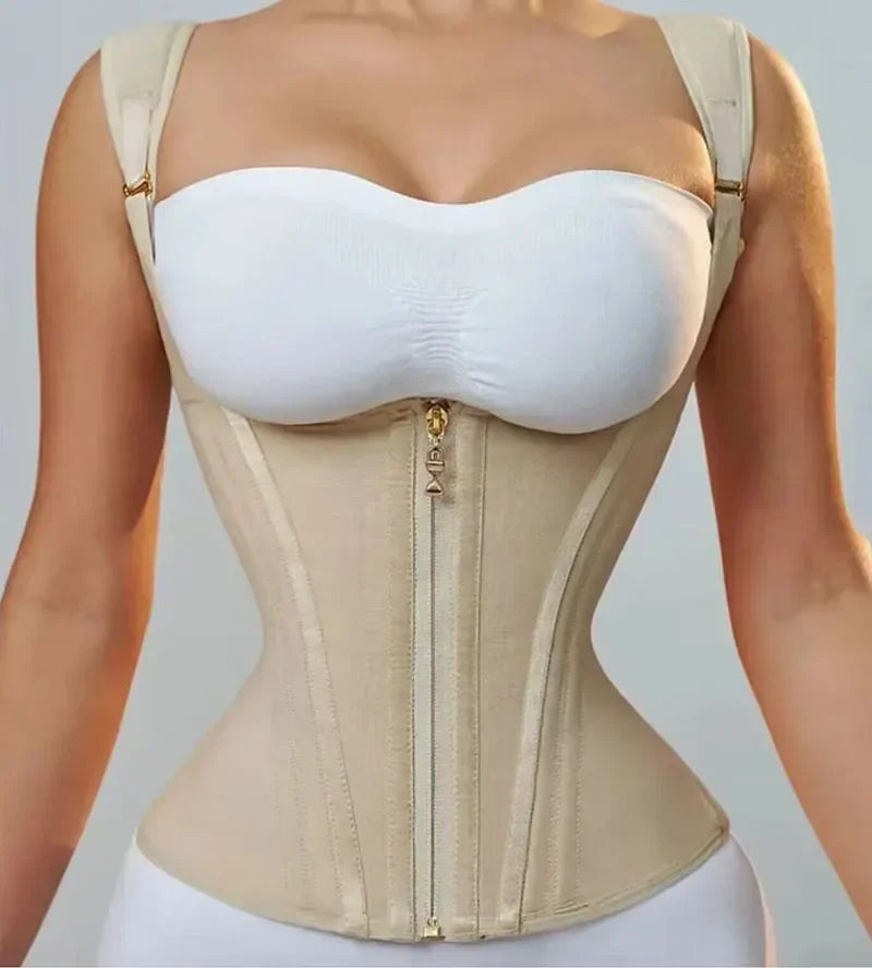 Fajas Colombianas Women's Shapewear Vest – Body Shaper for Women with Adjustable Waist Trainer Corset, Zipper & Hook-Eye Closure