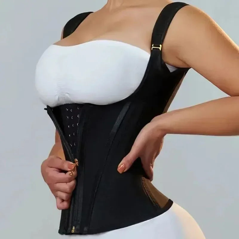 Fajas Colombianas Women's Shapewear Vest – Body Shaper for Women with Adjustable Waist Trainer Corset, Zipper & Hook-Eye Closure