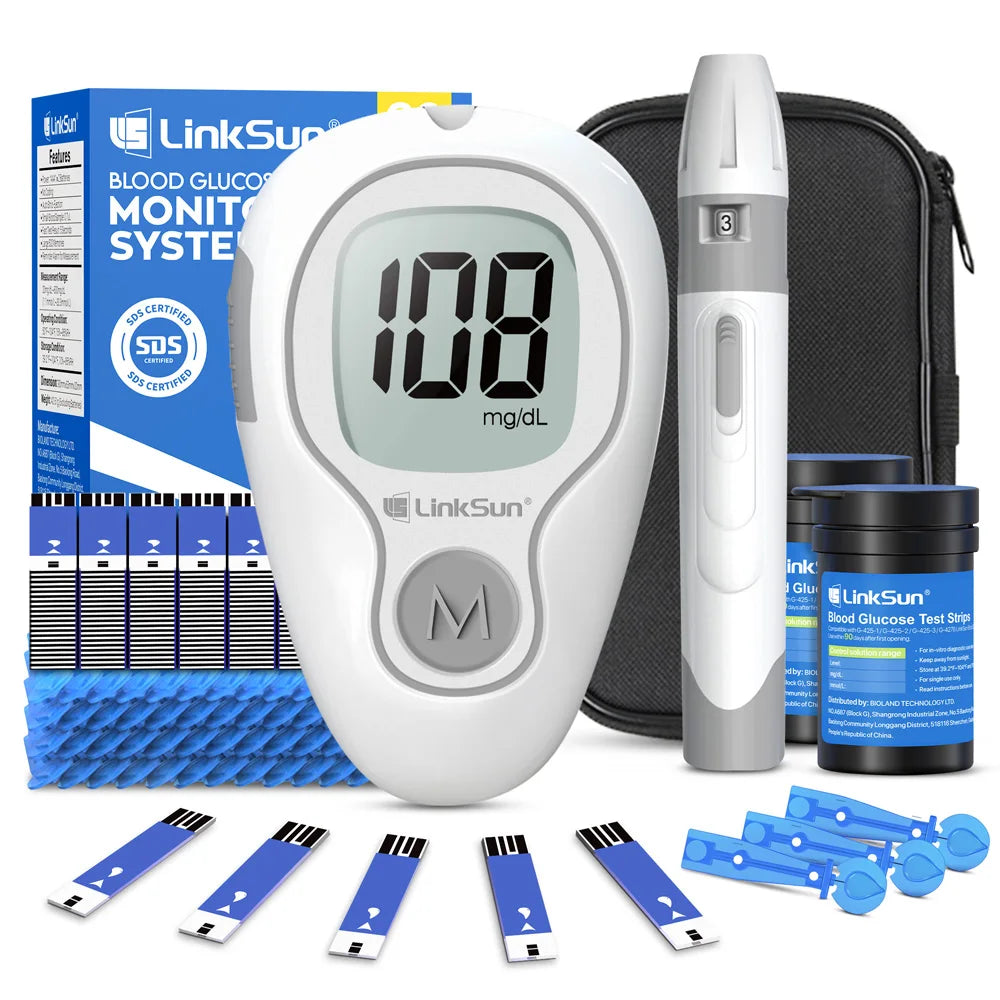 LinkSun G-425-3 Blood Glucose Meter with 10/50/100pcs Test Strips | Medical Diabetes Glucosemeter & Blood Sugar Monitor Kit