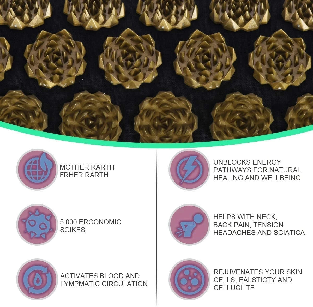 Acupressure Yoga Mat with Spikes – Kuznetsov Applicator Cushion and Pillow Set for Massage, Foot Relief, and Pilates Fitness