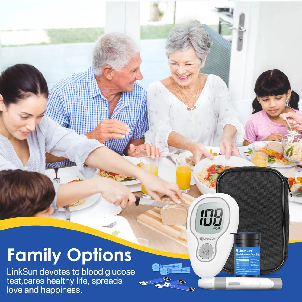 LinkSun G-425-3 Blood Glucose Meter with 10/50/100pcs Test Strips | Medical Diabetes Glucosemeter & Blood Sugar Monitor Kit