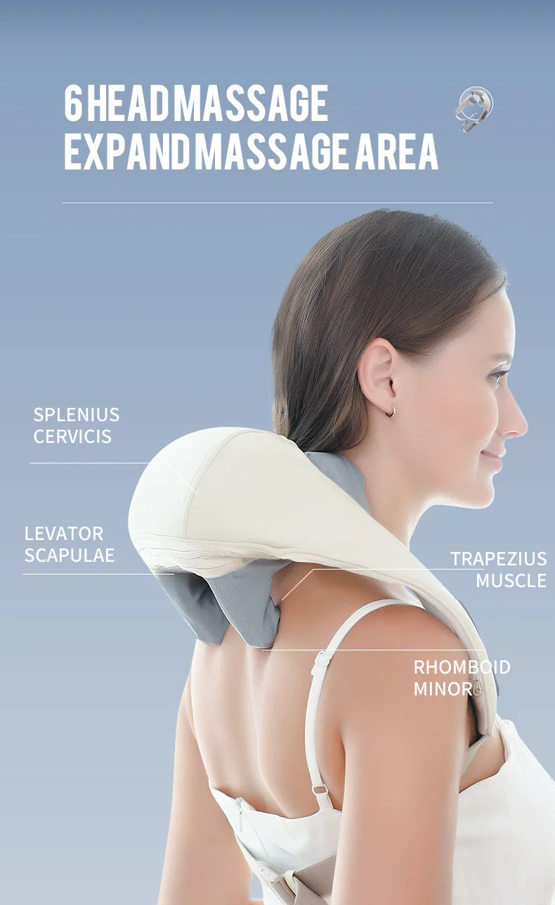 Foreverlily Wireless Neck and Back Massager – Deep Tissue Neck and Shoulder Kneading Massage Shawl for Cervical and Trapezius Relief