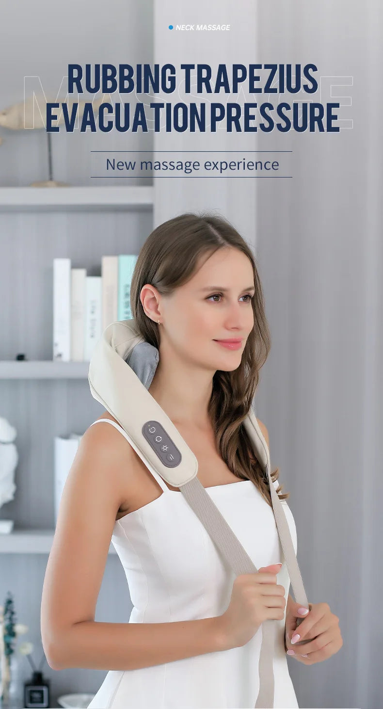 Foreverlily Wireless Neck and Back Massager – Deep Tissue Neck and Shoulder Kneading Massage Shawl for Cervical and Trapezius Relief