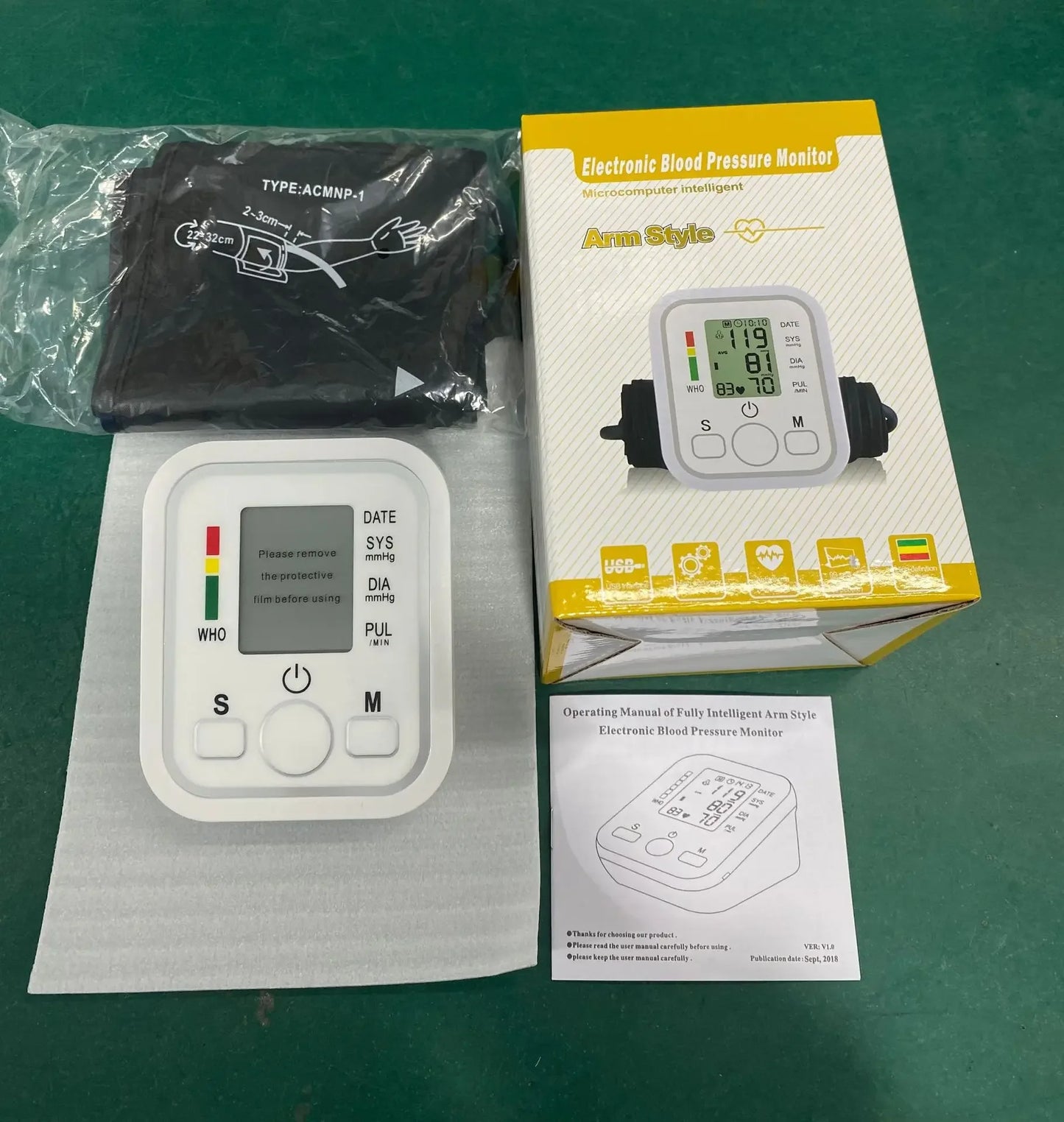 Portable Tonometer & Digital Tensiometer | Automatic Arm BP Monitor with Heart Rate Sensor