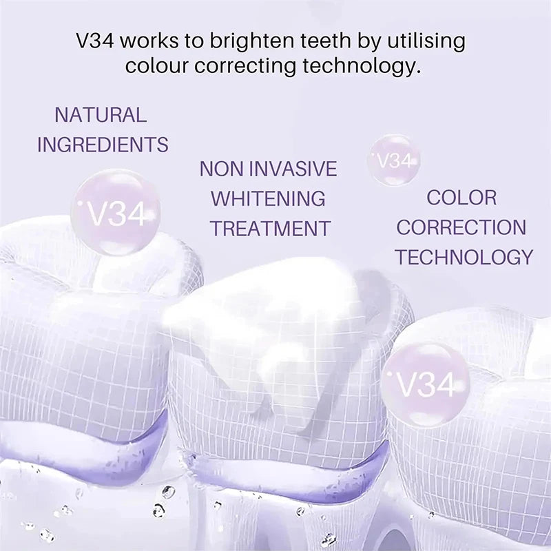 New 5D Teeth Whitening Toothpaste – V34 Purple Toothpaste Stick for Teeth Cleaning, Fresh Breath & Whitening Care