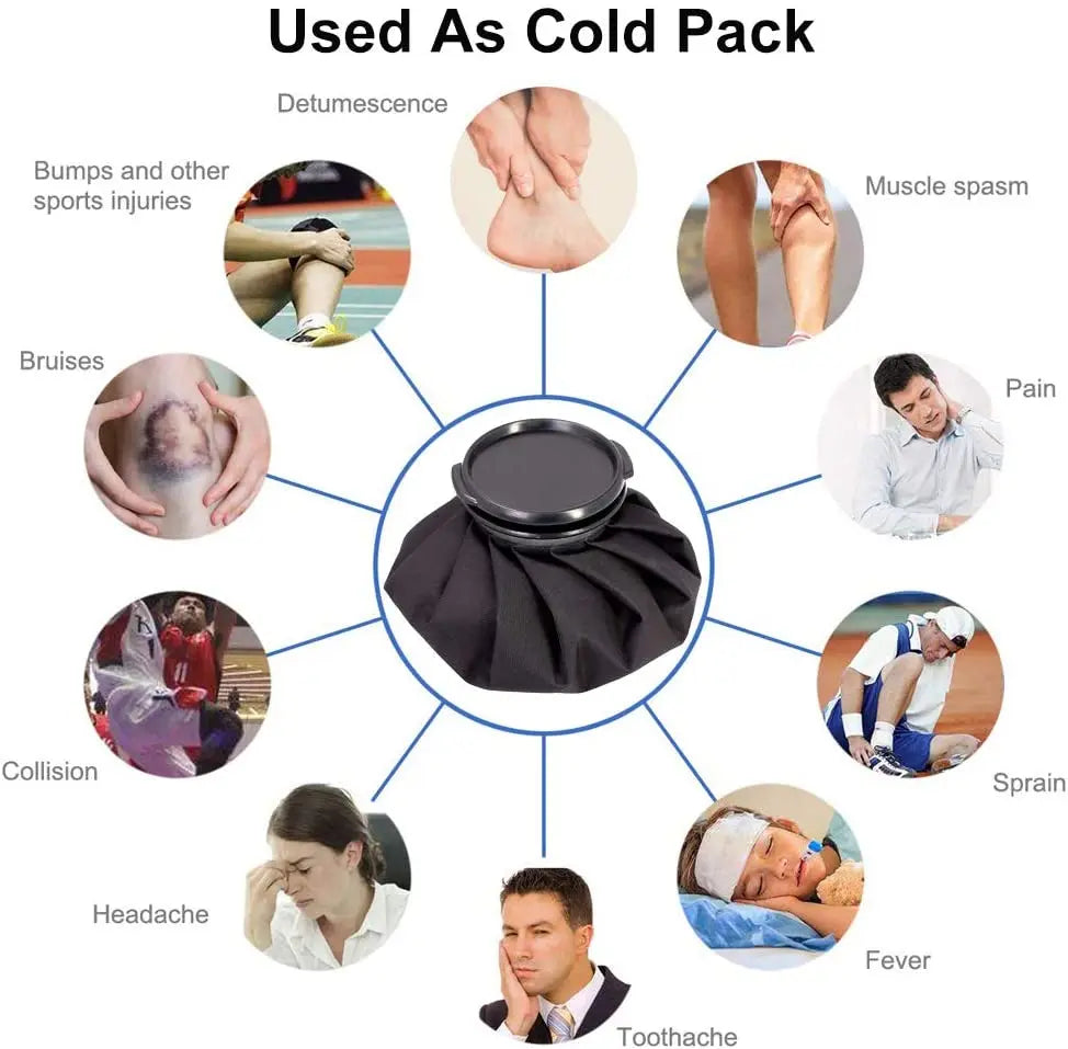 Reusable Ice Pack & Hot Water Compress Bag for Knee, Injuries, Headaches, Kids & Adults