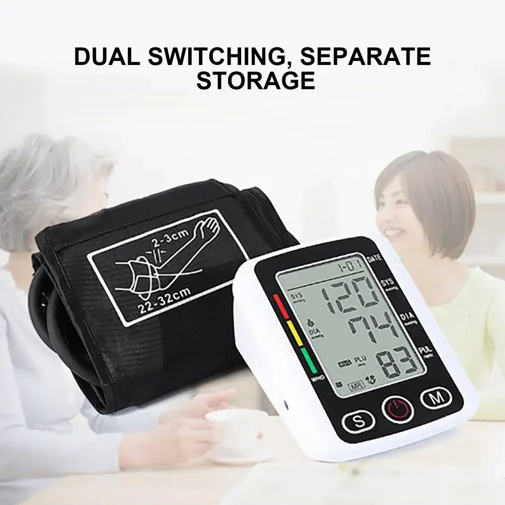 Portable Tonometer & Digital Tensiometer | Automatic Arm BP Monitor with Heart Rate Sensor