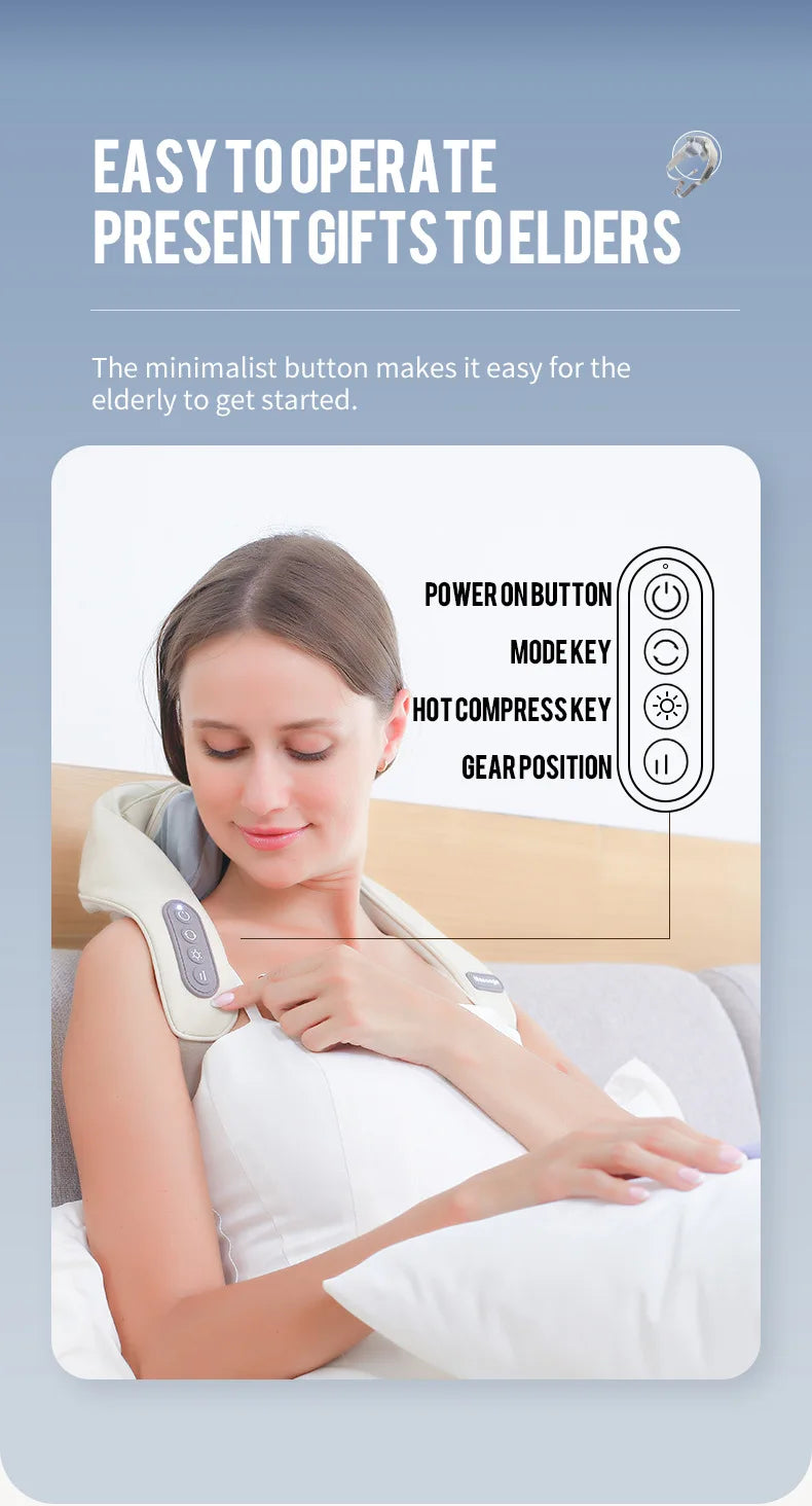 Foreverlily Wireless Neck and Back Massager – Deep Tissue Neck and Shoulder Kneading Massage Shawl for Cervical and Trapezius Relief
