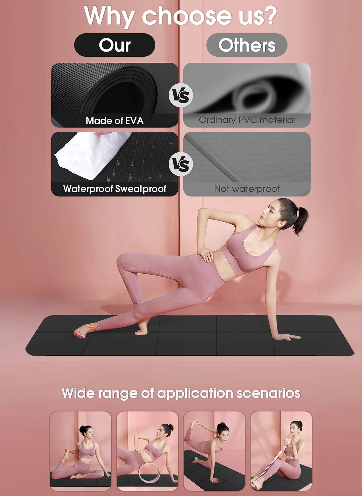 Anti-Slip Yoga Mat for Exercise, Pilates & Gymnastics – 4MM EVA Comfort Foam