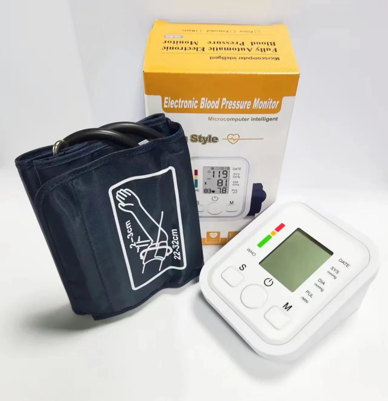 Portable Tonometer & Digital Tensiometer | Automatic Arm BP Monitor with Heart Rate Sensor