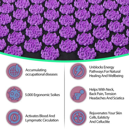 Acupressure Yoga Mat with Spikes – Kuznetsov Applicator Cushion and Pillow Set for Massage, Foot Relief, and Pilates Fitness