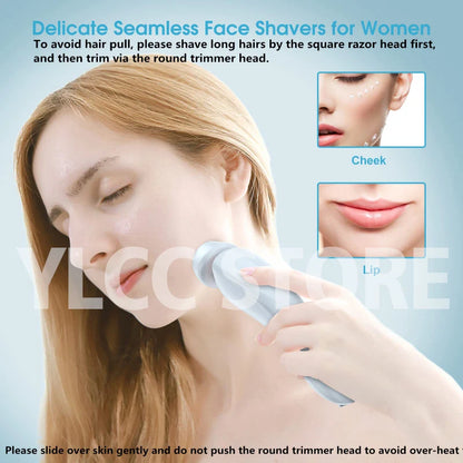 Electric Razor for Women 2-in-1 Bikini Trimmer Facial Shaver – IPX7 Waterproof Ladies Electric Shaver for Underarms, Legs & Body Hair Removal