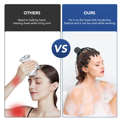 Electric Octopus Head Massager – Hands-Free Vibrating Scalp Massager with LED Red Light & 3-Level Head Scratcher