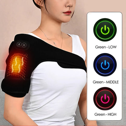 USB Heated Knee Massager & Electric Heating Shoulder Pad – Adjustable Vibration Support Brace with Three Heat Levels