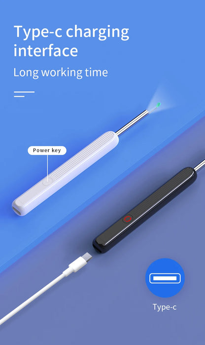 Smart Visual Ear Cleaner with HD Camera | Wireless Otoscope Ear Cleaning Stick USB-C Charging Earpick Tool Set