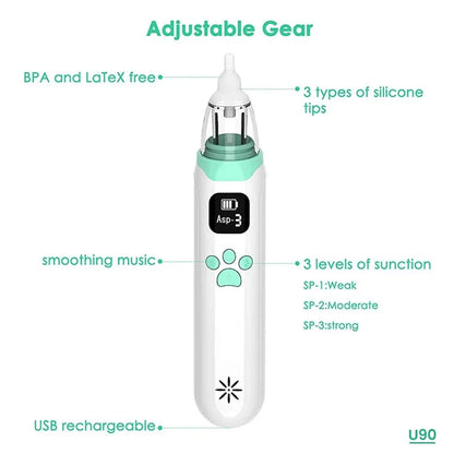 Electric Nasal Aspirator for Babies and Young Children – Newborn Nasal Mucus Cleaner & Electric Nasal Irrigator Tool