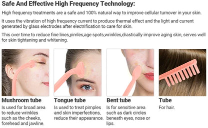 4-in-1 Handheld Electric High Frequency Beauty Device – Portable Machine for Skin Care & Acne Treatment with Neon Facial Therapy Wand