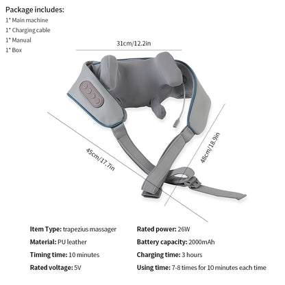Foreverlily Wireless Neck and Back Massager – Deep Tissue Neck and Shoulder Kneading Massage Shawl for Cervical and Trapezius Relief