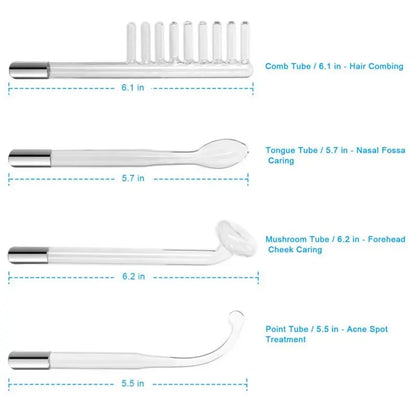 4-in-1 Handheld Electric High Frequency Beauty Device – Portable Machine for Skin Care & Acne Treatment with Neon Facial Therapy Wand