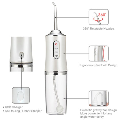 Portable Smart Oral Irrigator & Dental Water Flosser – 4 Jets, 3 Modes, Rechargeable Teeth Cleaner for Orthodontic Care