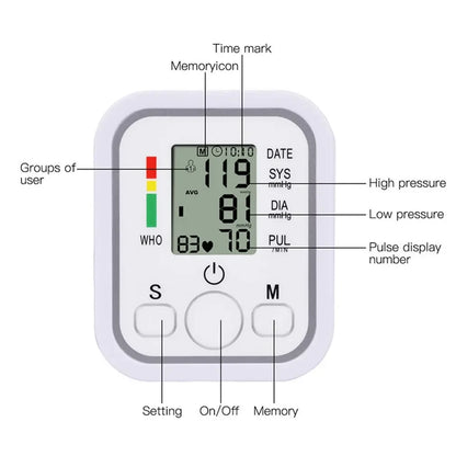 Portable Tonometer & Digital Tensiometer | Automatic Arm BP Monitor with Heart Rate Sensor