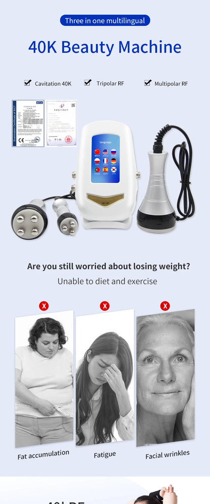 2022 Hot Selling 40K Ultrasonic Cavitation Body Facial Radiofrequency Massage Weight Loss Machine Body Shaping Slimming Fat Burning Machine